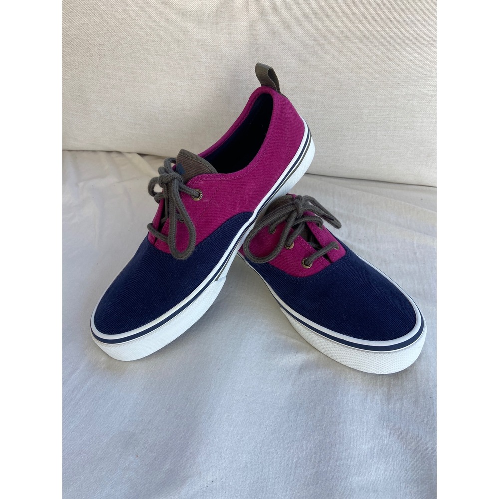 Sperry Top-Sider Crest Vibe Corduroy Sneakers Magenta Navy Blue Women Casual 7.5